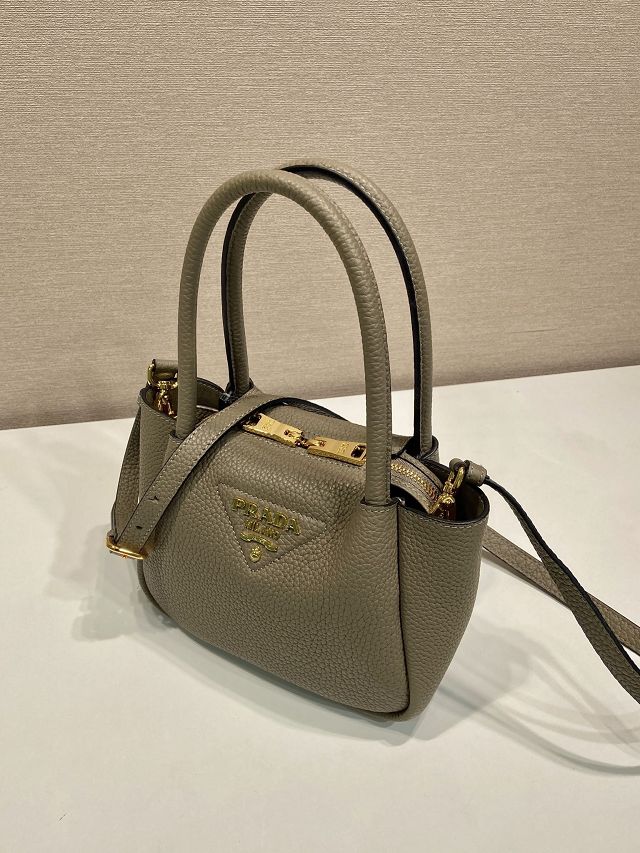 Prada original calfskin mini tote bag 1BA362 grey