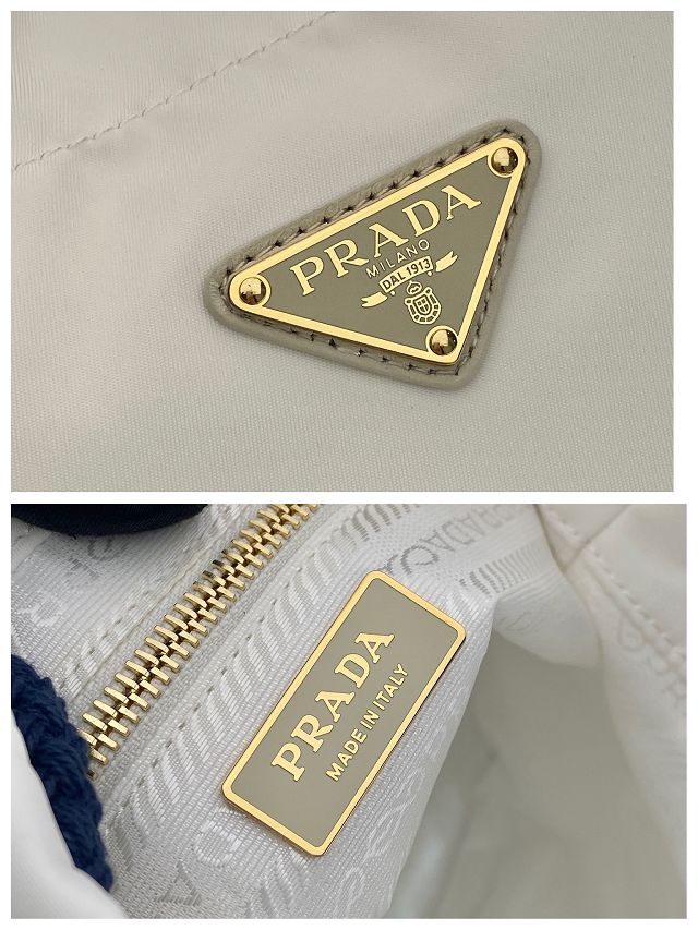 Prada original nylon mariner small bucket bag 1BE082 white