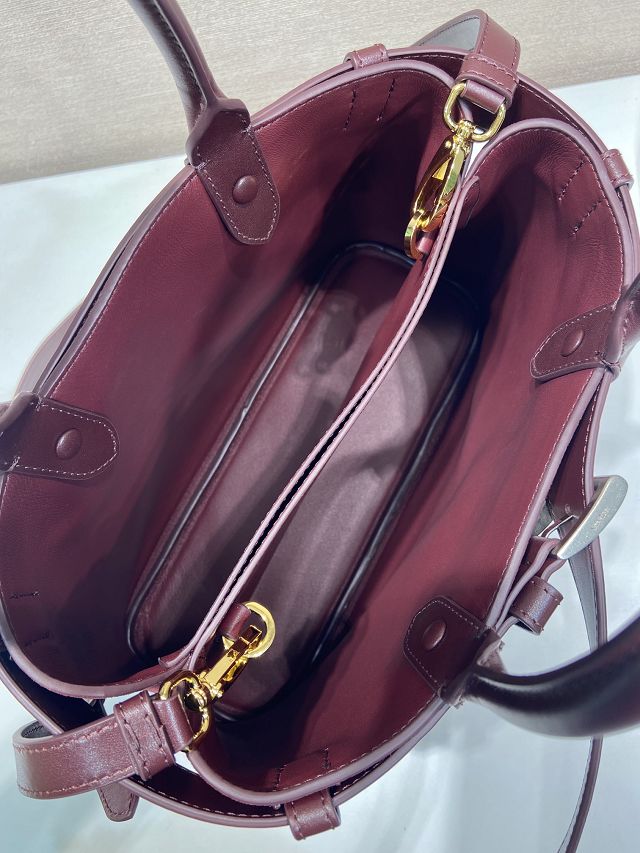 Prada original suede tote bag with belt 1BA434 bordeaux