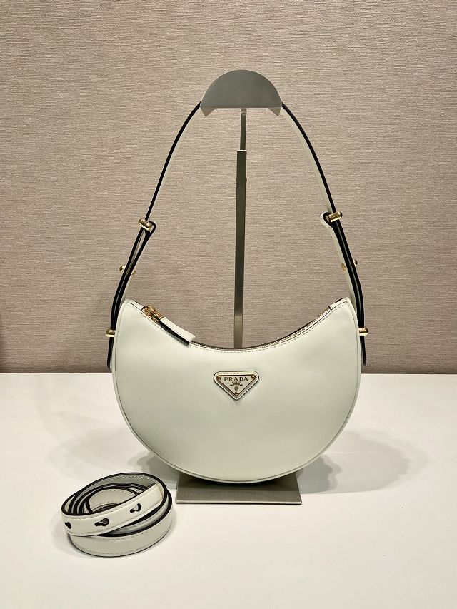 Prada original calfskin arque shoulder bag 1BC194 white