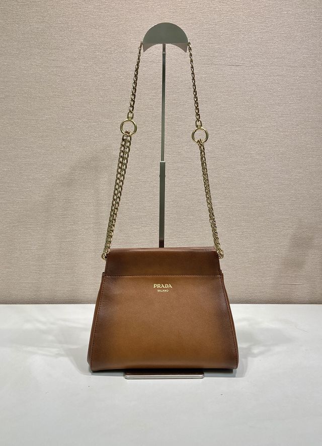 Prada original calfskin chain mini bag 1BC263 brown