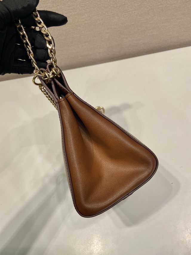 Prada original calfskin chain mini bag 1BC263 brown