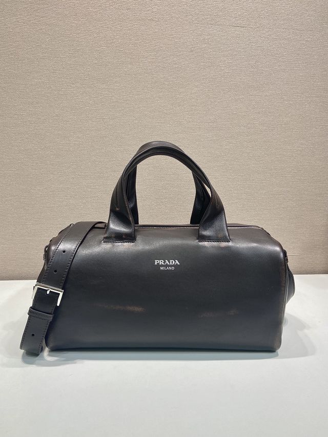 Prada original calfskin duffle bag 2VC046 dark brown