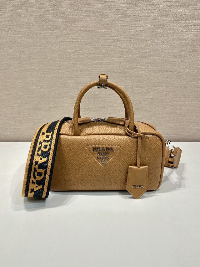 Prada original calfskin small handbag 1BB102 caramel