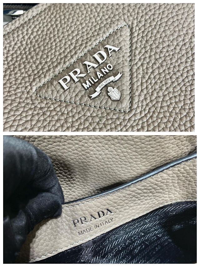 Prada original calfskin small tote bag 1BA362 grey