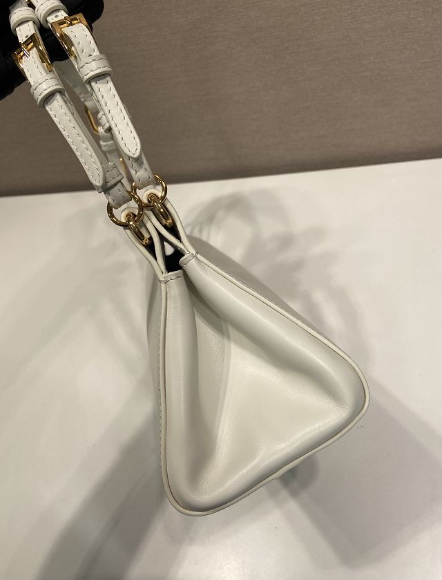 Prada original calfskin top handle bag 1BC262 white