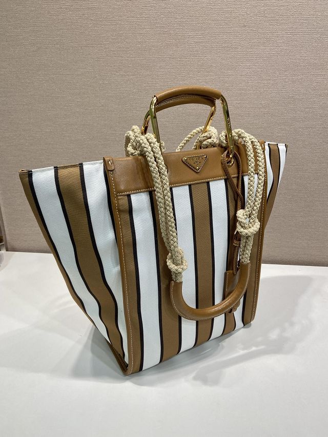 Prada original nylon medium tote bag 1BG561 white&brown