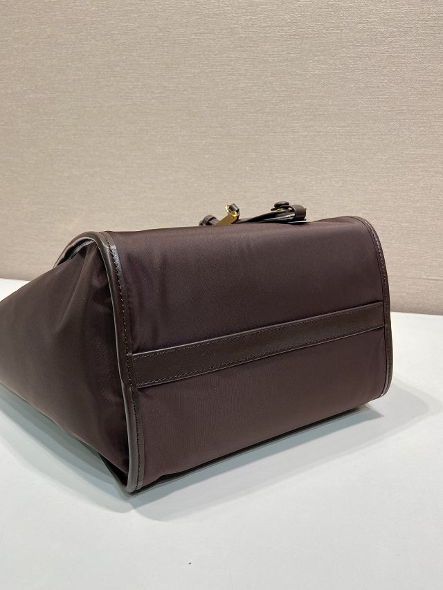 Prada original nylon tote bag 1BG578 dark brown