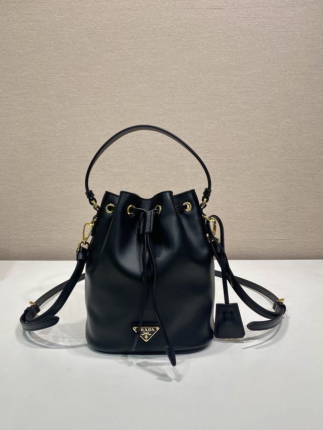 Prada original calfskin 1978 mini bucket bag 1BE067 black