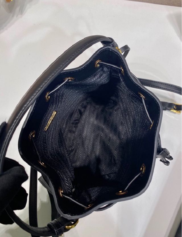 Prada original calfskin 1978 mini bucket bag 1BE067 black