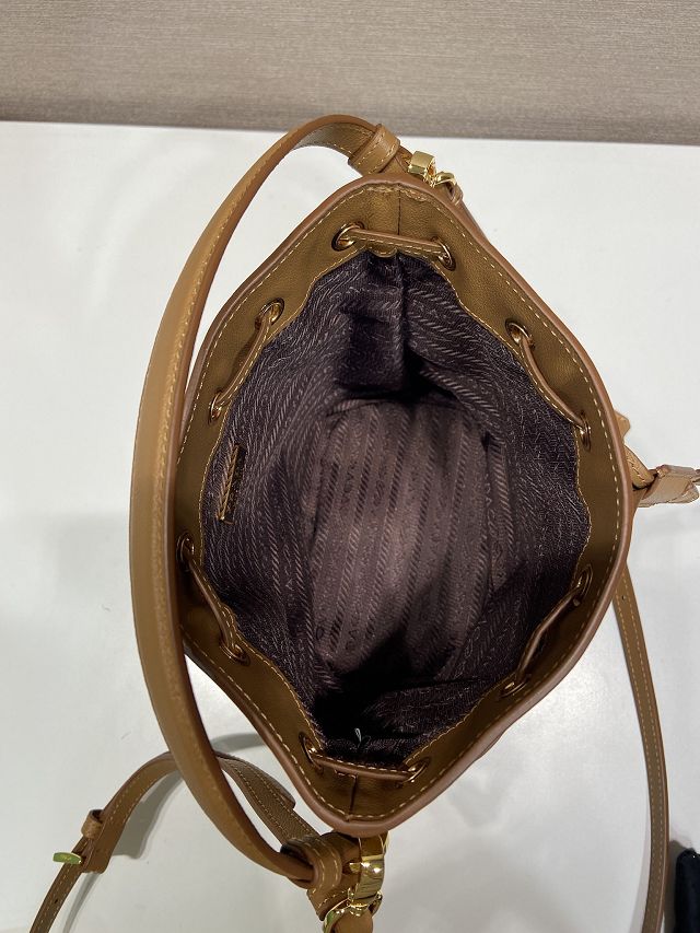 Prada original calfskin 1978 mini bucket bag 1BE067 caramel