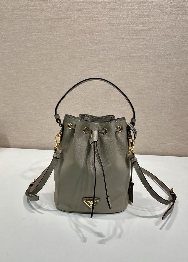 Prada original calfskin 1978 mini bucket bag 1BE067 grey