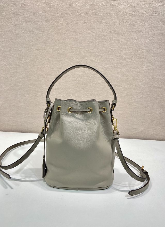Prada original calfskin 1978 mini bucket bag 1BE067 grey