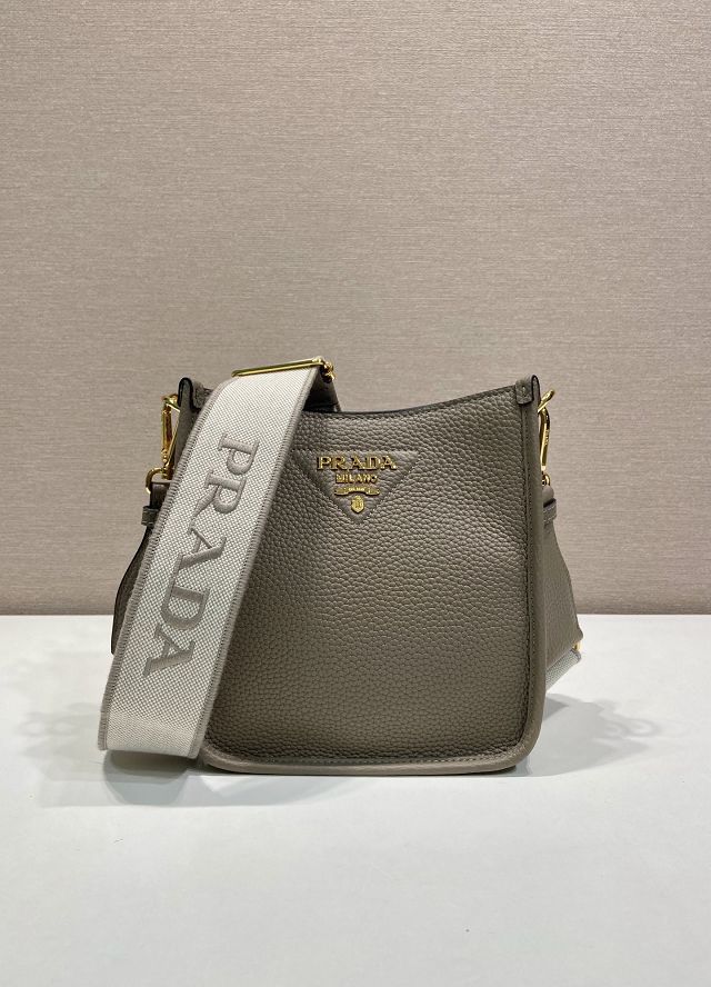 Prada original calfskin mini shoulder bag 1BH191 grey