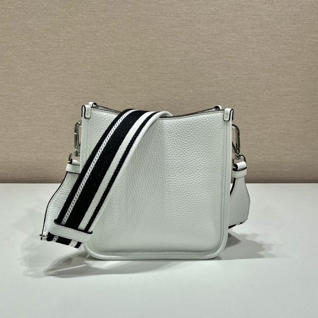 Prada original calfskin mini shoulder bag 1BH191 white