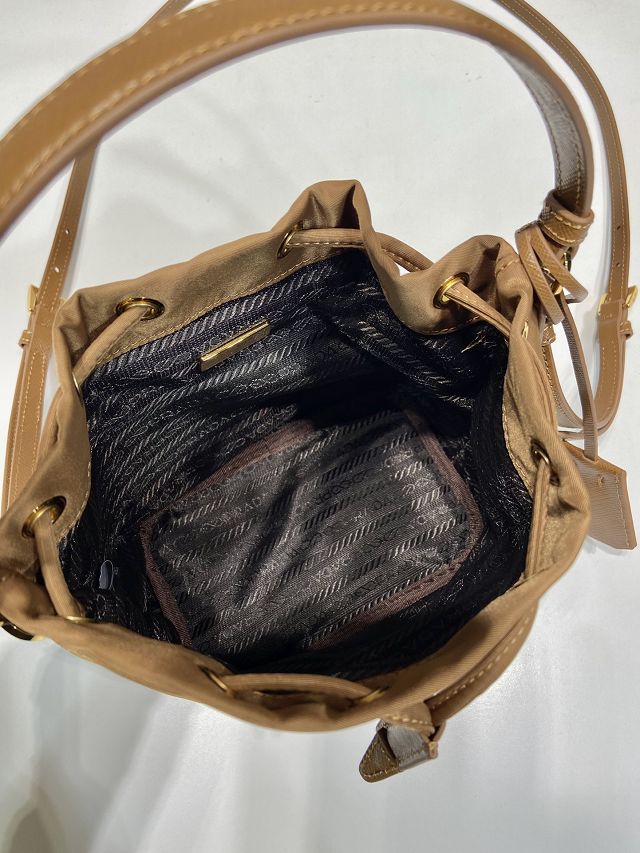 Prada original nylon 1978 mini bucket bag 1BE067 brown