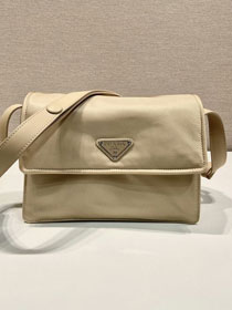Prada original nylon traveller small shoulder bag 1BD258 apricot