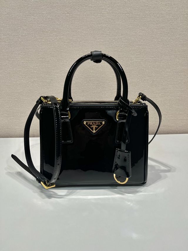 Prada original patent leather galleria mini bag 1BA906 black