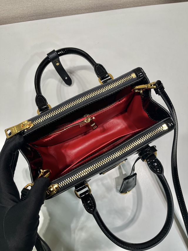 Prada original patent leather galleria mini bag 1BA906 black
