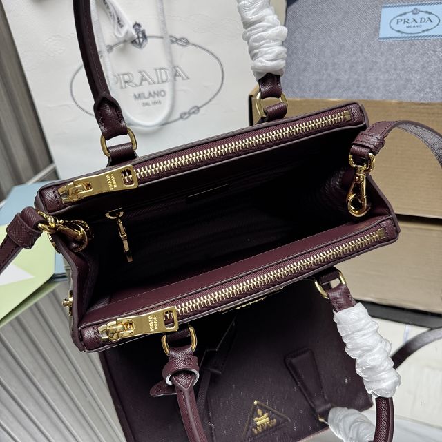 Prada original saffiano calfskin galleria small bag 1BA896 burgundy