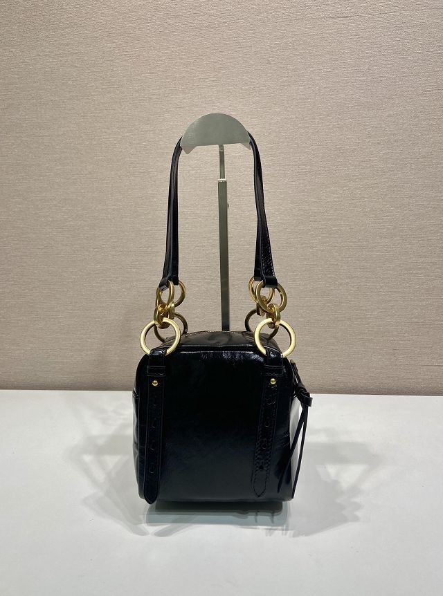 Prada original calfskin mini shoulder bag 1BB137 black