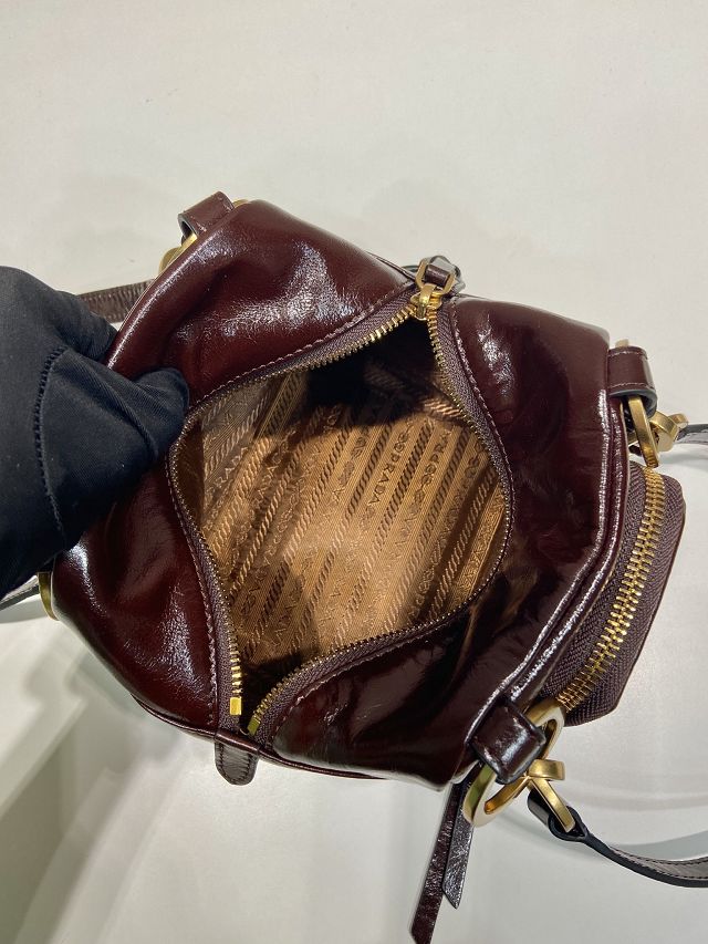 Prada original calfskin mini shoulder bag 1BB137 burgundy