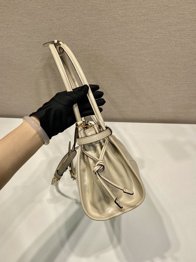 Prada original calfskin bonnie medium tote bag 1BA426 beige