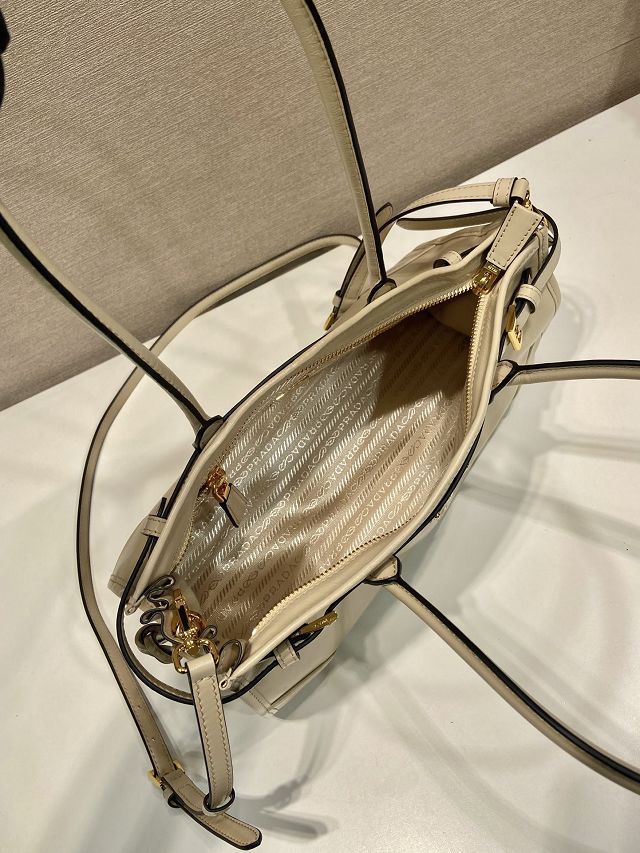 Prada original calfskin bonnie medium tote bag 1BA426 beige