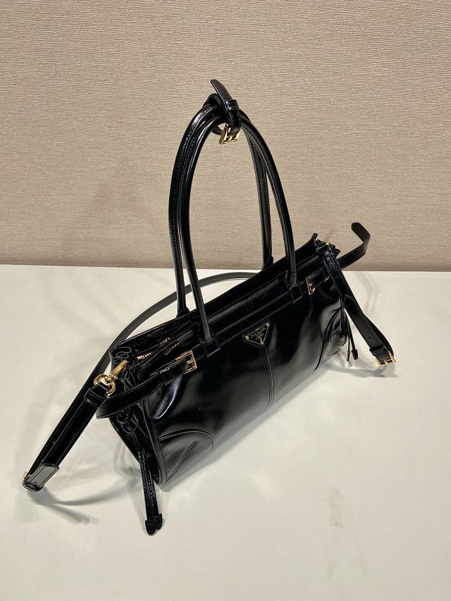 Prada original calfskin bonnie medium tote bag 1BA426 black