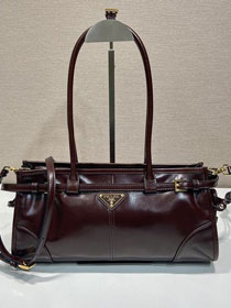 Prada original calfskin bonnie medium tote bag 1BA426 burgundy