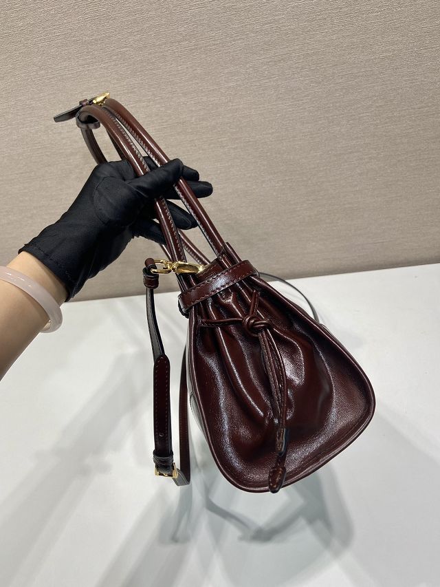 Prada original calfskin bonnie medium tote bag 1BA426 burgundy