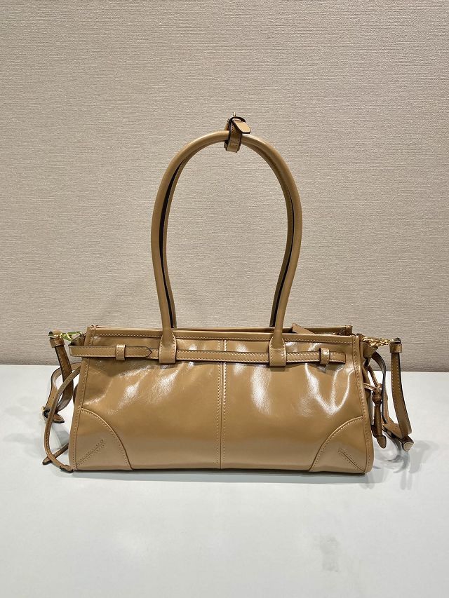 Prada original calfskin bonnie medium tote bag 1BA426 caramel