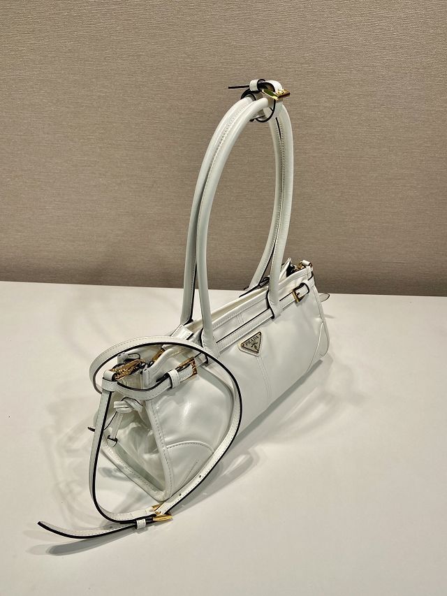 Prada original calfskin bonnie medium tote bag 1BA426 white