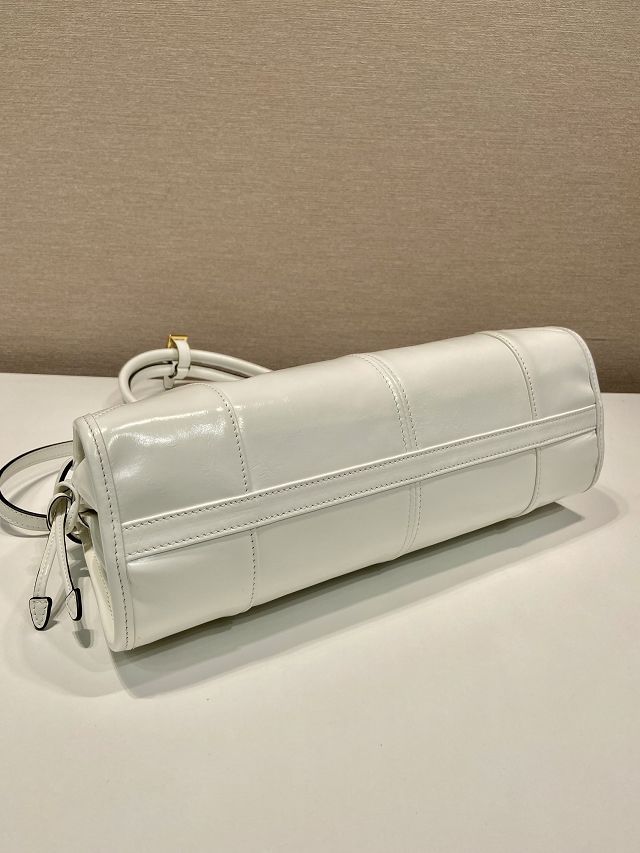 Prada original calfskin bonnie medium tote bag 1BA426 white