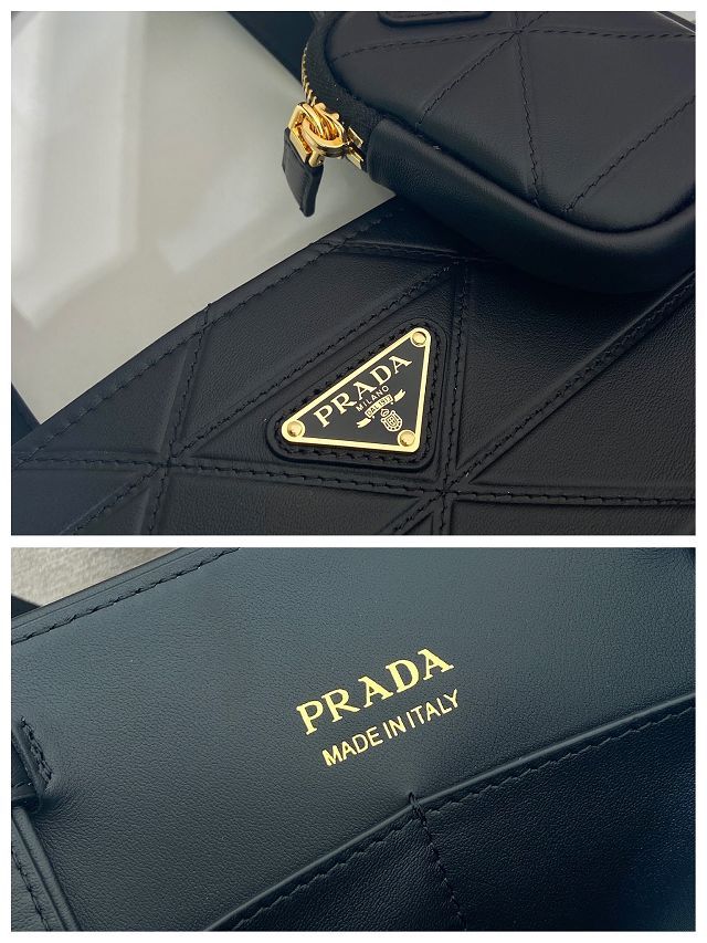 Prada original calfskin large tote bag 1BG547 black