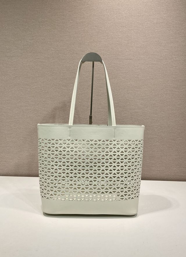Prada original calfskin medium tote bag 1BG503 white