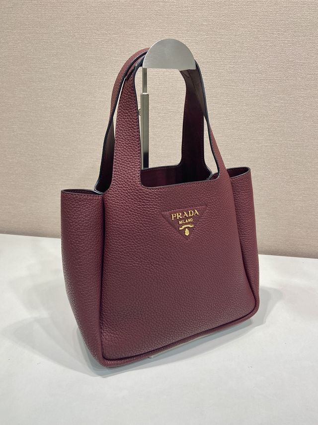 Prada original calfskin small tote bag 1BG335 bordeaux