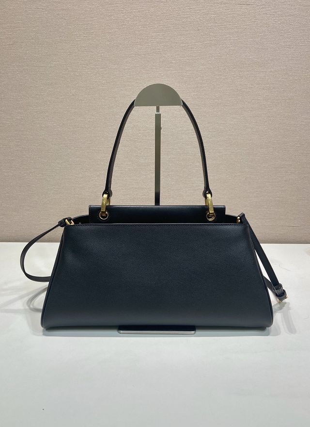 Prada original calfskin top handle bag 1BA475 black