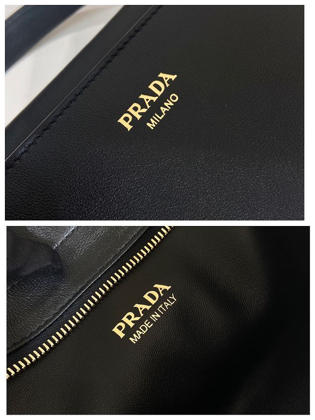 Prada original calfskin top handle bag 1BA475 black