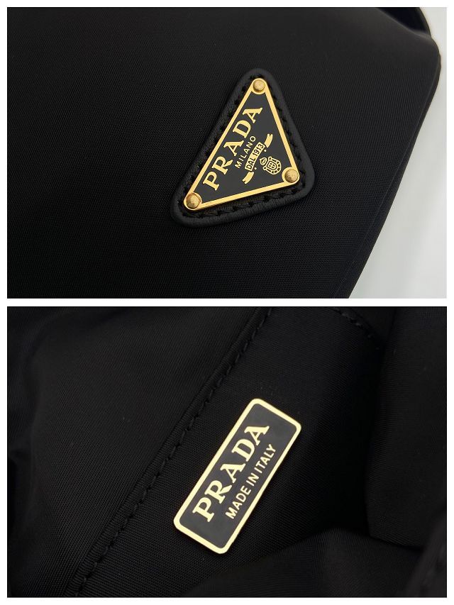 Prada original nylon petit sac noir mini bucket bag 1BE088 black