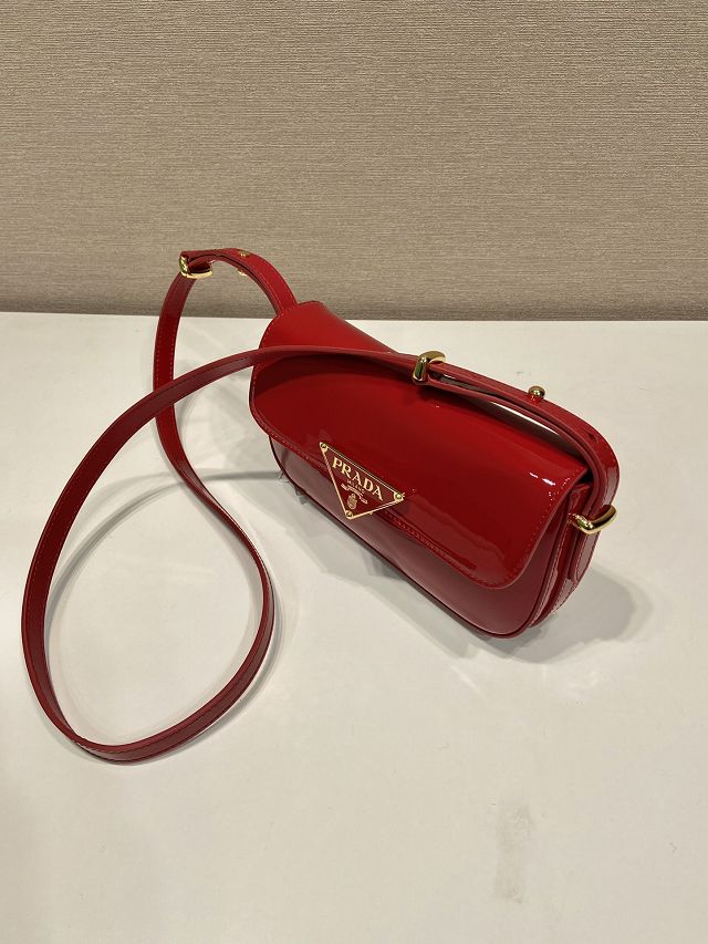 Prada original patent calfskin mini shoulder bag 1BD339 red