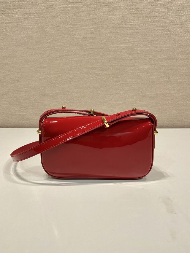 Prada original patent calfskin mini shoulder bag 1BD339 red