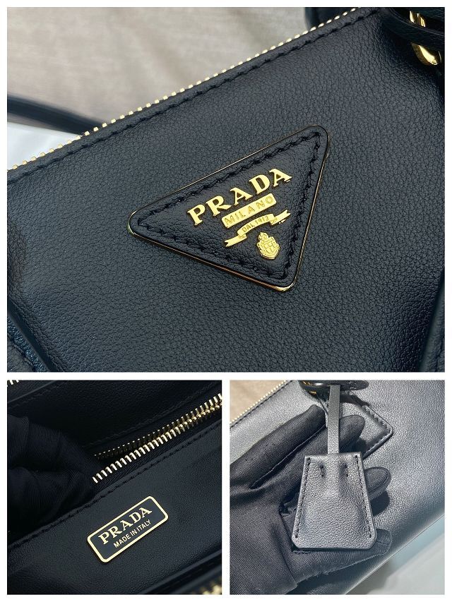 Prada original soft calfskin galleria medium bag 1BA457 black