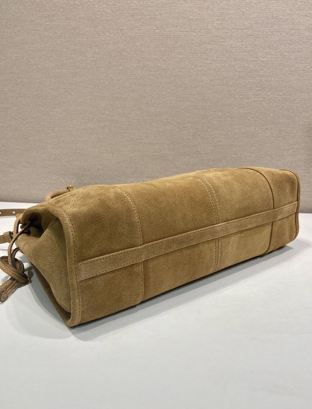 Prada original suede bonnie large tote bag 1BA433 brown