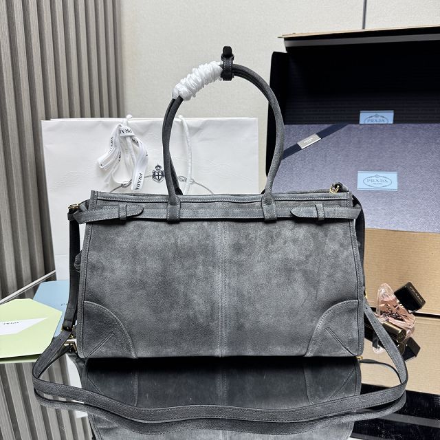 Prada original suede bonnie large tote bag 1BA433 grey