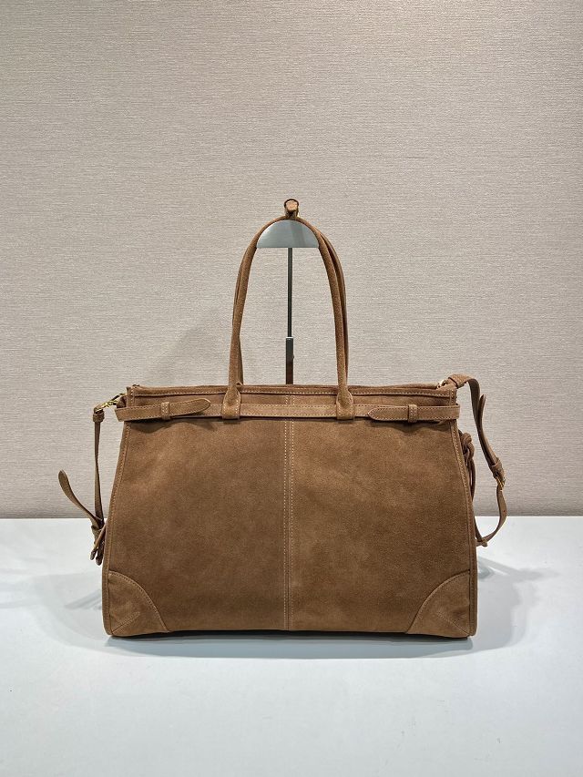 Prada original suede bonnie maxi tote bag 1BA439 brown