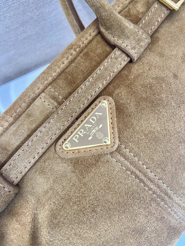 Prada original suede bonnie medium tote bag 1BA426 brown