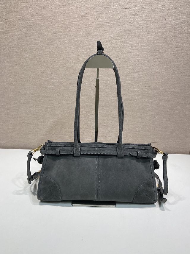 Prada original suede bonnie medium tote bag 1BA426 grey