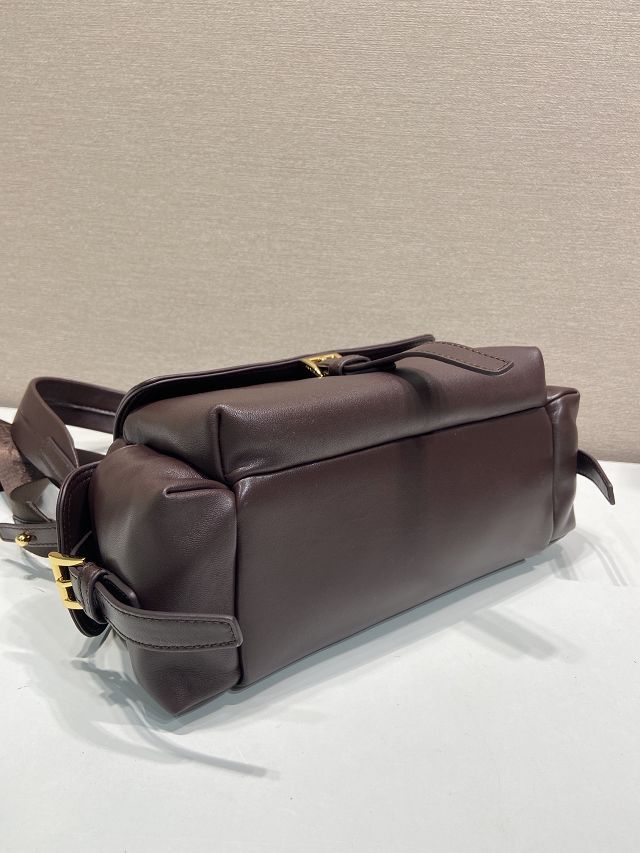 Prada original lambskin explore medium shoulder bag 1BD394 dark brown