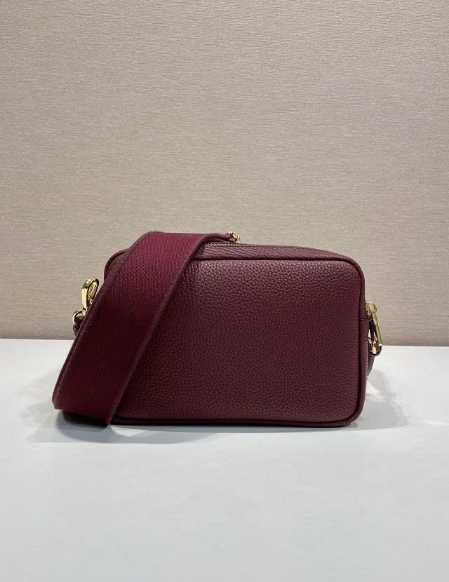 Prada original calfskin small shoulder bag 1BD082 burgundy